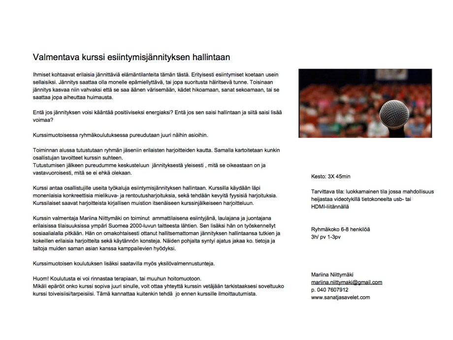 esiintymisjännityksen hallinta